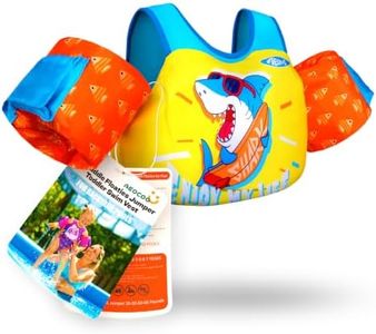 AEOCOO Puddle Float Jumper 20-30-50-60-70 Pounds, Toddler Swim Vest for 1-3-5-6-9 Years Old, Pool Floats with Swimming Arm Floaties Swim Jacket for Kids Swimmies, Boys, Girls, Niños, Shark