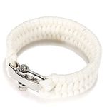 SEIWEI Paracord Survival Bracelet, Parachute Rope Woven Outdoor Bracelet with Adjustable Stainless Steel Buckle for Camping, Boating and Hiking (White)