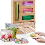 KitchenStamp Ziplock Bag Organizer for Drawer (Updated 2023), 6 in 1 Foil and Plastic Wrap Kitchen Organizers and Storage, Compatible with Ziplock, Glad, and Hefty Bags & 12” Aluminum Foil and Plastic
