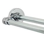 Zenna Home Rustproof Tool-Free Tension or Permanent Mount Adjustable Double Shower Rod, 44 to 72 Inches, Chrome
