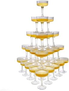 Goodluck 5-Tier Champagne Glasses - 35PCS 7oz Clear Plastic Champagne Flute