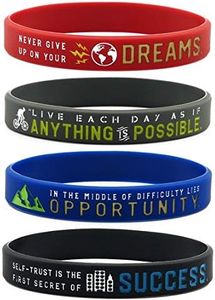 11thGear - Braccialetti motivazionali con frasi motivazionali Anything Is Possible Success Dreams Opportunity, confezione da 4 braccialetti in silicone