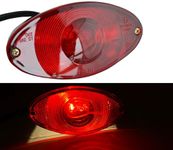 Alchemy Parts Motorcycle Oval Stop Tail Light Gloss Black with Red Lens for Chopper Cruiser Bobber Monkey Bike Café Racer Trike Homologated E-marked