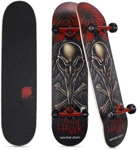Tony Hawk 31 inch Skateboard, Tony Hawk Signature Series 4, 9-ply Maple Deck Skateboard for Cruising, Carving, Tricks and Downhill, Crossbones