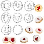 8pcs Christmas Linzer Cookie Cutters, Christmas Stainless Steel Cookie Cutters,Mini Fluted Round Biscuit Cutters Hollow Biscuit Mould Pastry Cutters DIY Baking Tray