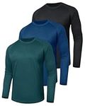 BOOJO 3 Pack Long Sleeve Shirts for Men - Quick Dry Moisture Wicking Sun Protection UV UPF T-Shirts for Fishing Workout Gym
