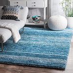 Carpetify Classie Ombre Pattern Shag Area Rectangular Rugs & Carpet, 4X6 Feet, Sky Blue Mixture