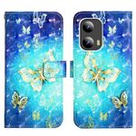 COTDINFOR Compatible with Motorola Moto G 5G 2024 Case Wallet Leather with Card Holder Stand 3D Cute Painted Effect Design Flip Full Protection Phone Case for Moto G 5G 2024 Gold Butterfly YB