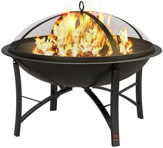 Fire Beauty Fire Pit for Outside Wood Burning Firepit BBQ Grill Steel Fire Bowl with Spark Screen Cover, Log Grate, Poker for Camping Beach Bonfire Picnic Backyard Garden