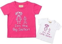 60 Second Makeover Limited I'm The Little Sister I'm The Big Sister Tshirt Set Baby Toddler Kids Available in Sizes 0-6 Months to 14-15 Years New B Pink