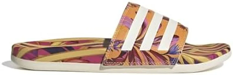 adidas Women's Adilette Comfort Slide Sandal, Bright Orange/Off White/Off White, 8