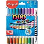 Maped Duo Color Peps Washable Felt Medium Tip Marker Set - Pack of 10 (Multicolor)