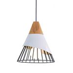 YOXANG Modern Simple Pendant Lighting Creative Metal Pendant Lamp Solid Wood Cone Shape Adjustable Hanging Lights Cage Mini Decor Iron Horn Chandeliers for Dining Rooms 1×E27 Ø25CM (White,Horn)