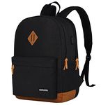 SUPACOOL Lightweight Casual Laptop Backpack with USB Charging Port For for Men and Women, School Bookbag for College,Travel Backpacks Black and Brown