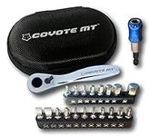 COYOTE MT Mini Ratchet Tool Set Professional & Stylish Multitool Repair Kit for Road & Mountain Bikes - Compact Multi Tool for Your Bicycle, Home or Work - 19 x S2 Bits & Hard Case Pouch