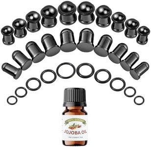 WINSENET 20Pcs Ear Stretching Kit 7.5-12mm Ear Gauge Stretching Kit Stainless Steel Gauges for Ears with Aftercare Jojoba Oil Ear Expander Set for Women Men Black