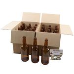 BALLIIHOO Pack of 24 x 500ml Brown Glass Beer Bottles with Crown Caps