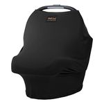 Milk Snob Original 5-in-1 Luxe Cover - Nursing Cover for Breastfeeding - Baby Car Seat Cover, Carseat Canopy & Stroller - Essential All-in-One Cover - Gift for Mom, Baby (Black)