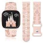 Girovo Engraved Cartoon Strap Compatible with Fitbit Versa 2 Bands for Women, Soft Silicone Replacement Straps Cute Sport Wristbands Bracelet for Fitbit Versa 2/Versa 1/Versa Lite, Pink