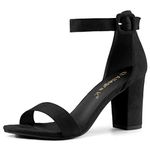 Allegra K Woman Open Toe Chunky High Heel Ankle Strap Sandals Black 5 UK/Label Size 7 US