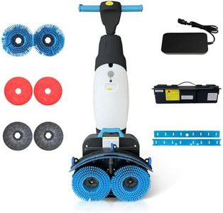 Hantinstom 17" Commercial Floor Scrubber Machine with Double Brush Disc Battery-Powered Multi-Functional Floor Buffer Machine 360°Rotation,10700 sqft,350 RPM Motor,1-Gal Tank