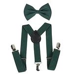 NiceYnn 2 Pieces Kids Braces Bowtie Sets, 60cm Adjustable Y-Back Clip-on Elastic Suspenders For Children, 10cm Classic Pre-Tied Bow Tie Braces for 1-9 Years Boys Girls