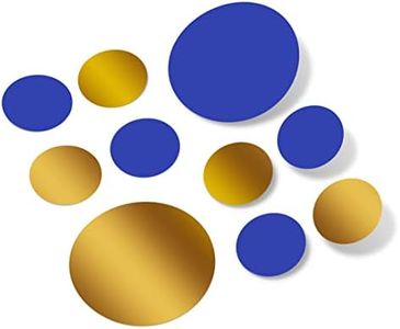 Set of 30 - Blue/Metallic Gold Circles Polka Dots Vinyl Wall Graphic Decals Stickers