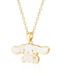 Hello Kitty Sanrio Womens Cinnamoroll Necklace 18", Flash-Plated Cinnamoroll Enamel 3D Pendant Necklace Official License, Brass, Crystal