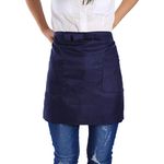 Duokon Short Bowknot Type Apron, 7 Solid Colors Half-Length Polyerter Apron Unisex Bowknot type With Pockets For Waiter Waitress(16 * 11 * 3cm-navy blue)