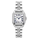 Szaikyri Classic Square Watches for Women with Roman Numerals Ladies Casual Dress Watch Montre Femme (Silver Blue)