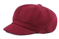 Licus Women's Vintage Newsboy Cabbie Peaked Beret Warm Baker Visor Flat Cap, Wine Red, 6 7/8-7 1/8