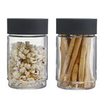 CELLO Modustack Glassy Storage Jar | Glass Jar with Lid | Air Tight Steel Lid and Stackable | For Storage of Food, Pulses, Spice, Cereals, Cookies, Dry Food | Set of 2 | 750ml, Grey