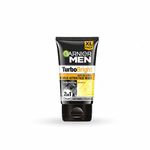 Garnier Men Turbo Bright Double Action Face Wash, Deep Cleansing Anti Pollution Face Wash with Charcoal and Vitamin C, Suitable for all Skin Types, 150g