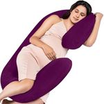 MY ARMOR Full Body C Shape Pregnancy Pillow for Women, Maternity Pillow Gift for Pregnancy Sleeping, 3 Months Warranty, Premium Velvet Cover with Zip, Purple