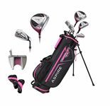 Aspire Xlite Girls Right Handed Pink Junior Golf for Age 9 to 12 (Height 4'4" to 5') Includes: Driver, Hybrid Wood, 2 Irons, Putter, Bonus Bag & 2 Headcovers,25000-PINK-9-12-RH