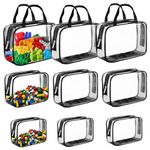 Lotvic 9 Packs Toy Storage Bags, Clear PVC Toy Bags Storage for Kids, Waterproof Toy Organizing Bags, Zippered Toy Storage Bags for Building Blocks, Puzzle, Balls, Pretend Play Toys