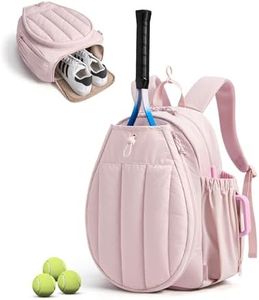 BAGSMART Tennis Gym Bag for Women, Tennis Backpack Holds 2 Rackets with Shoe Compartment, 15.6" Laptop Gym Backpacks for Court, Off-work, Everyday & Overnight Weekend, Tennis Backpack/Candy Pink