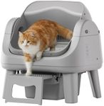 PetPivot Open Top Self Cleaning Cat Litter Box, Automatic Litter Box with 7 Pairs of Safety Sensors, Anti-Pinch Protection and Easy Access Step for Senior Cats, Dark Grey