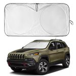 INSAUTO Windshield Sun Shade with Storage Bag for Jeep Compass 2017-2023, Foldable Window Sun Visor Blocks UV Rays for Jeep Cherokee Car Accessories L(61 * 34.6'')