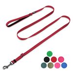 Hyhug Pets Upgraded Adjustable Lead with Sturdy Nylon and Super Soft Neoprene lined Handle for Puppy Dogs. (Small, Dark Red)