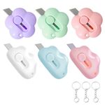 Cute Mini Box Opener Set, Flower and Cloud Shape Letter Openers with Keyring, Portable Box Cutter Safety Knife for Parcel Opener, Paper Cutting, and DIY Crafts（6Pcs）