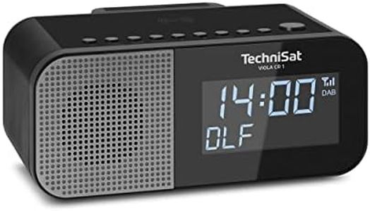 TechniSat Viola CR 1 DAB+ Radio Alarm Clock with Wireless Charging (FM, Two Alarm Timers, Snooze, Sleep Timer, USB Charging Function, Headphone Jack, 3.3 Watt, Display 3.5 Inches, Power Supply) Black