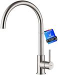 GRIFEMA G4008 Kitchen Sink Taps Mixer with Single Lever High Arc 360°Swivel, Stainless Steel Kitchen Mixer Taps 1 hole with Chrome Finish, Classic Design[Energy Class A+]