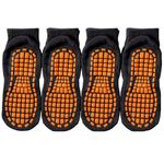 Jumplings 4 Pairs Non Slip Anti Bacterial Socks for Women, Men, Elderly, Slipper & temple socks with grips for Hospital Yoga Pilates Indoor Sports. (Cotton, Assorted)