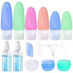 POLUENTAT 17 Pcs BPA Free Silicone Travel Bottles Set, TSA Approved Travel Size Containers for Toiletries FDA Approved for Shampoo Leak-proof Travel Accessories Containers with Tag