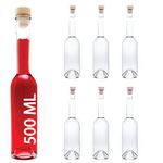 casavetro 500ml Glass Bottles with Cork Lids 6 Pcs Reusable Airtight Glass Bottle for Home Made Sloe Gin Liqueur Schnapps Wine Cider Soda Vodka Vinegar Oil Bottles - Opera (6 x 500 ml)