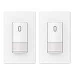 ELEGRP Single Pole Occupancy Motion Sensor Light Switch, PIR Infrared Motion Activated Switch, Need Grounding Wire, No Neutral Wire, for CFL/LED/Incandescent, with Plate, UL(2 Pack, Matte White)