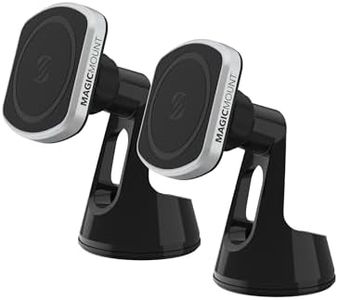 Scosche MP2WD-2PKXC0 MagicMount Pro2 Magnetic Phone Holder, Hands-Free Car Windshield/Dashboard Cell Phone Mount with Suction Cup, Compatible with MagSafe, iPhone, Galaxy, & All Smartphones, Pack of 2