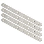 Sayayo Metal Brackets for Wood Mending Joining Plates Flat Straight Brace Sleeper Brackets, 4MM Thickened Stainless Steel Brushed Finish, 4 Pcs, EJ300X25-4P(300 x 25MM)