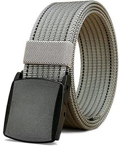 Belt for Men Women, No Metal Belt with YKK Plastic Buckle, Durable Breathable Waist Belt for Work Outdoor Cycling Hiking Skiing,Adjustable for Pants Size Below 46inches[53"Long1.5"Wide] (Grey)